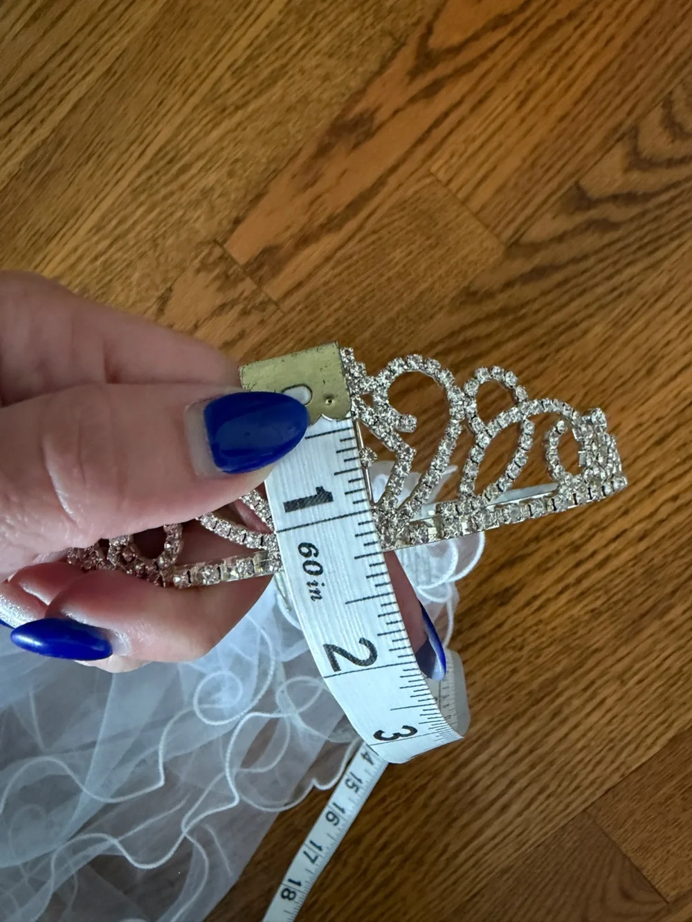 Flower Girl First Communion Veil Headband with Rhinestone Crown